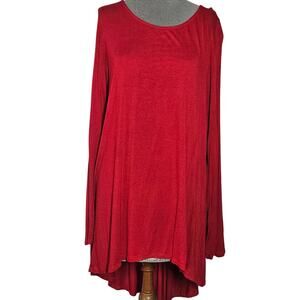 Red Tunic Length Top Size Large
